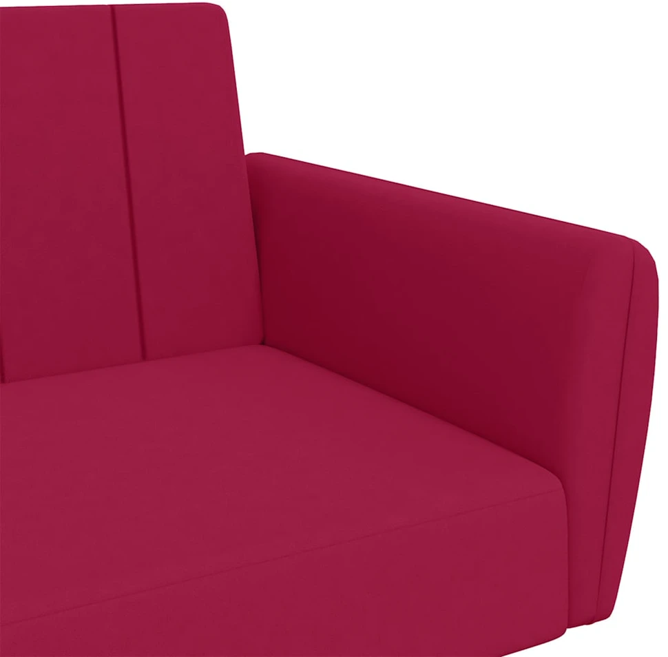 Dvivietė sofa-lova, raudonojo vyno spalvos, aksomas