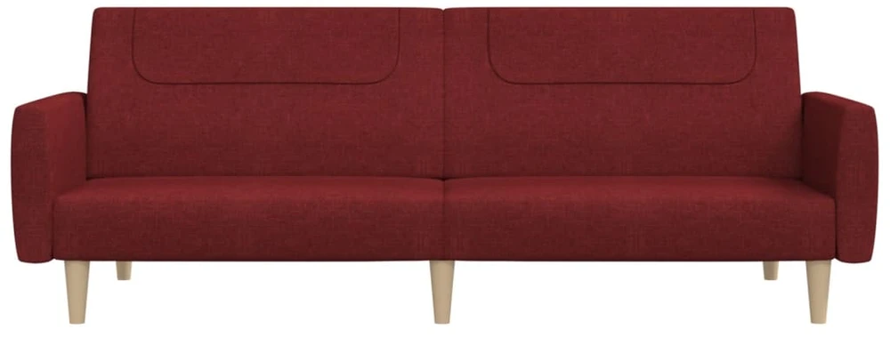 Dvivietė sofa-lova, raudonojo vyno spalvos, audinys