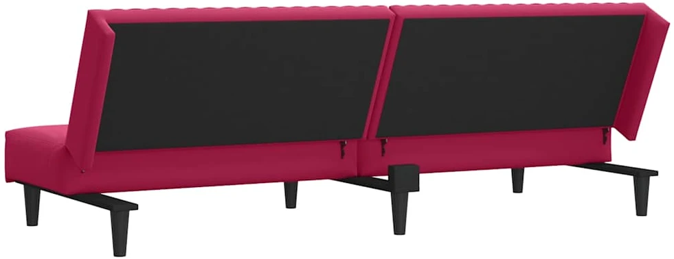 Dvivietė sofa-lova, raudonojo vyno spalvos, aksomas