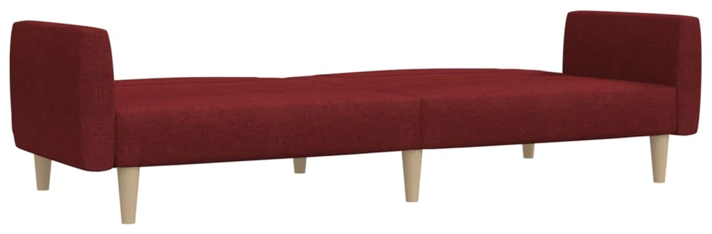 Dvivietė sofa-lova, raudonojo vyno spalvos, audinys