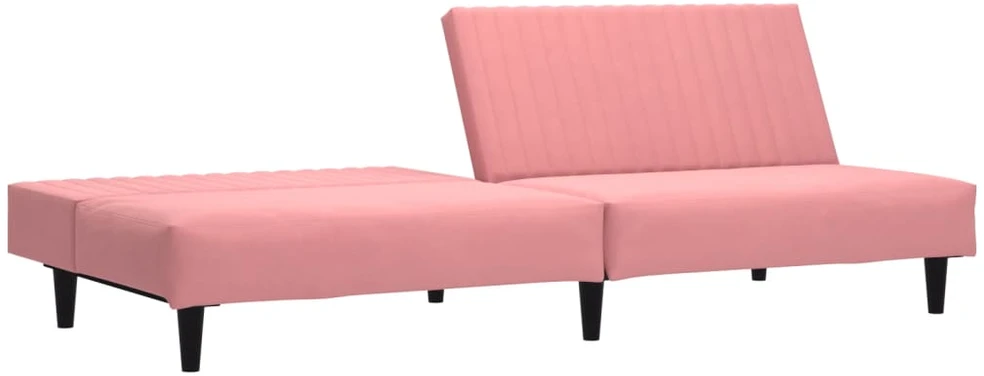 Dvivietė sofa-lova, rožinės spalvos, aksomas