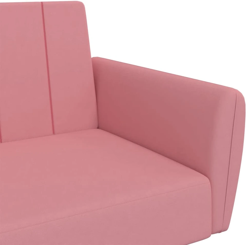Dvivietė sofa-lova, rožinės spalvos, aksomas