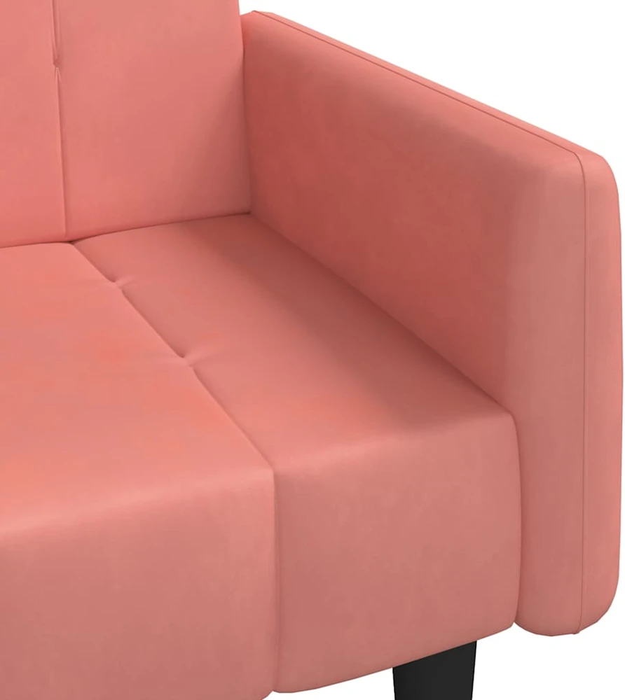 Dvivietė sofa-lova, rožinės spalvos, aksomas