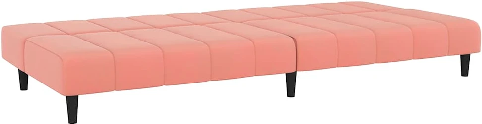 Dvivietė sofa-lova, rožinės spalvos, aksomas