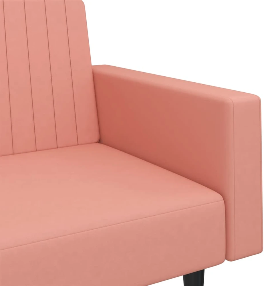 Dvivietė sofa-lova, rožinės spalvos, aksomas