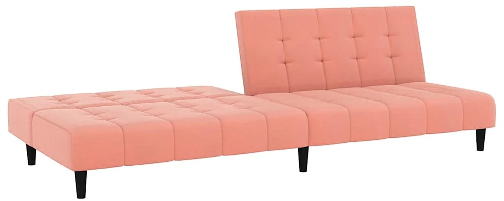 Dvivietė sofa-lova, rožinės spalvos, aksomas