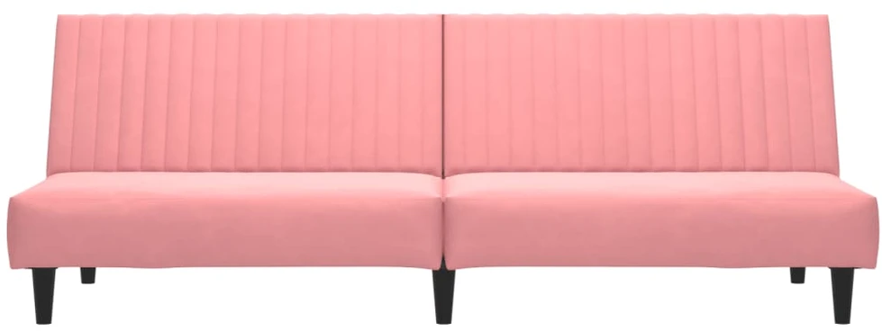 Dvivietė sofa-lova, rožinės spalvos, aksomas
