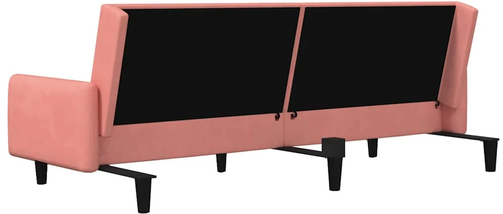 Dvivietė sofa-lova, rožinės spalvos, aksomas