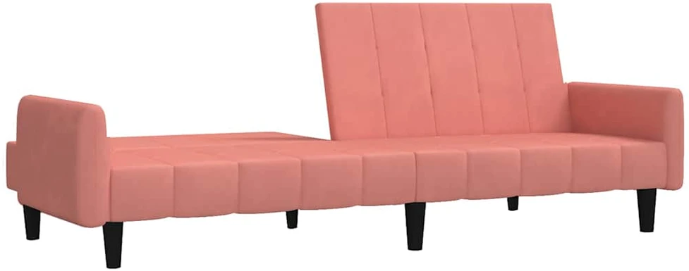 Dvivietė sofa-lova, rožinės spalvos, aksomas