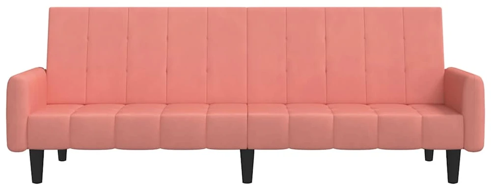Dvivietė sofa-lova, rožinės spalvos, aksomas