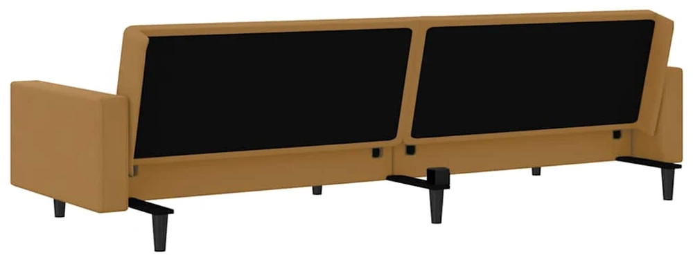 Dvivietė sofa-lova, rudos spalvos, aksomas