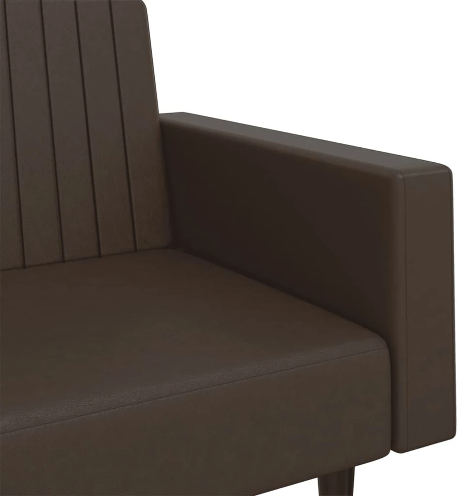 Dvivietė sofa-lova, rudos spalvos, dirbtinė oda