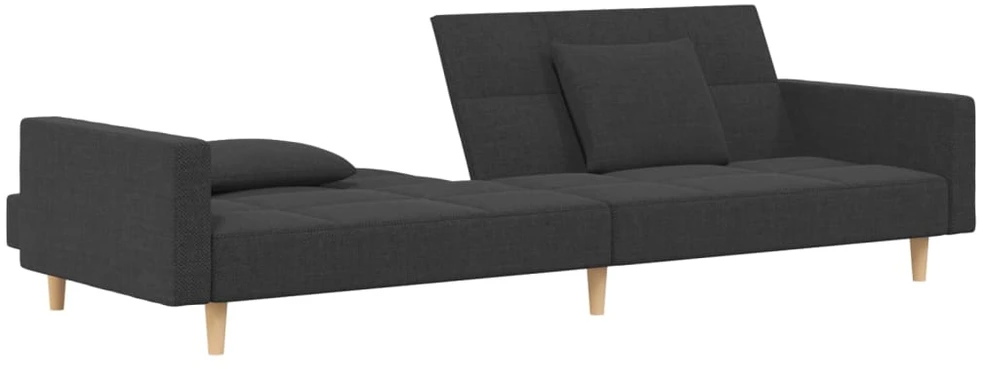 Dvivietė sofa-lova su dvejomis pagalvėmis, pilka, audinys