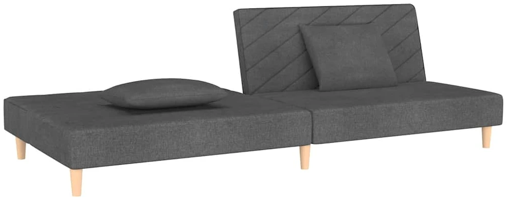 Dvivietė sofa-lova su dvejomis pagalvėmis, pilka, audinys