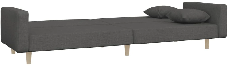 Dvivietė sofa-lova su dvejomis pagalvėmis, pilka, audinys