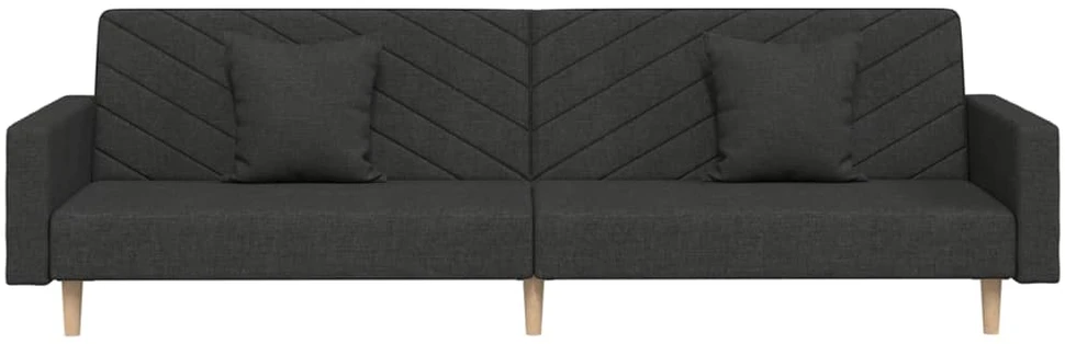Dvivietė sofa-lova su dvejomis pagalvėmis, juoda, audinys