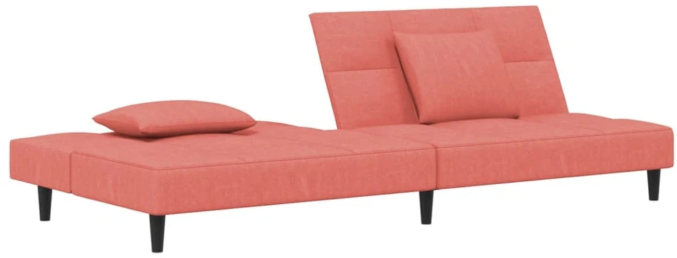 Dvivietė sofa-lova su dvejomis pagalvėmis, rožinė, aksomas