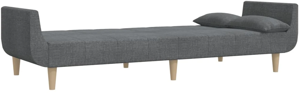 Dvivietė sofa-lova su dvejomis pagalvėmis, pilka, audinys