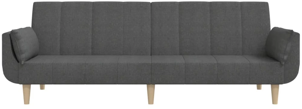Dvivietė sofa-lova su dvejomis pagalvėmis, pilka, audinys