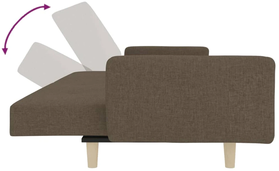 Dvivietė sofa-lova su dvejomis pagalvėmis, taupe, audinys