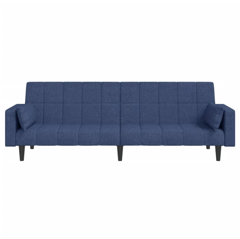 Dvivietė sofa-lova su dvejomis pagalvėmis, mėlyna, audinys