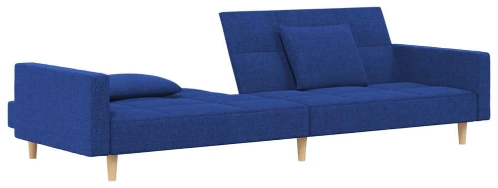 Dvivietė sofa-lova su dvejomis pagalvėmis, mėlyna, audinys