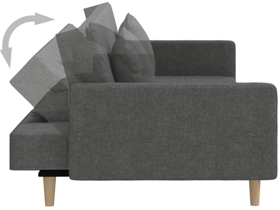 Dvivietė sofa-lova su dvejomis pagalvėmis, pilka, audinys