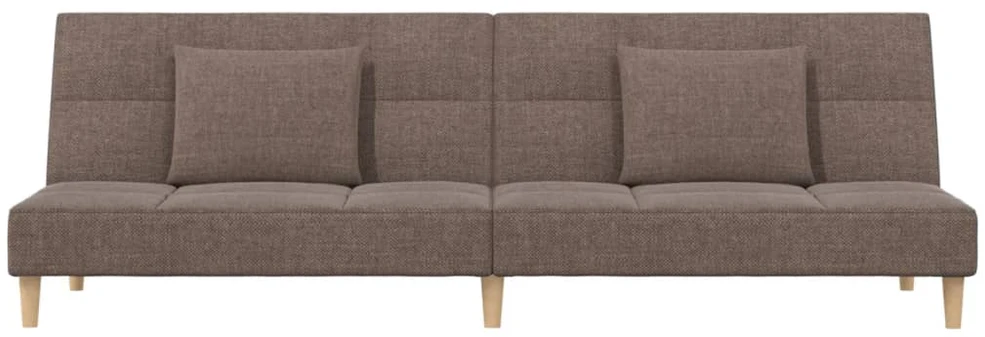 Dvivietė sofa-lova su dvejomis pagalvėmis, taupe, audinys