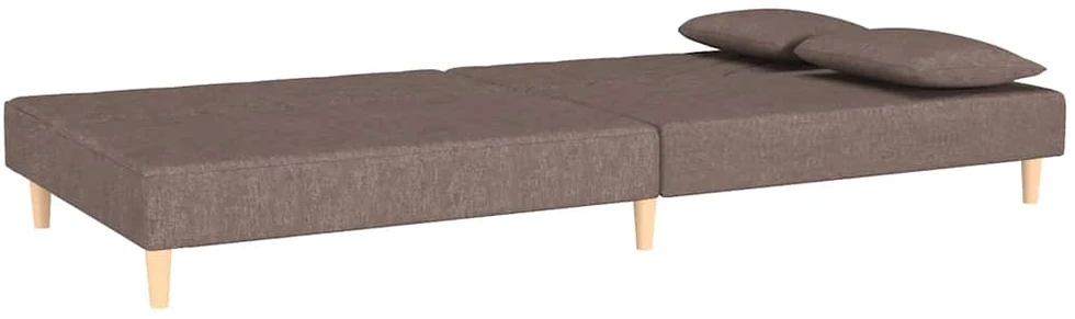 Dvivietė sofa-lova su dvejomis pagalvėmis, taupe, audinys