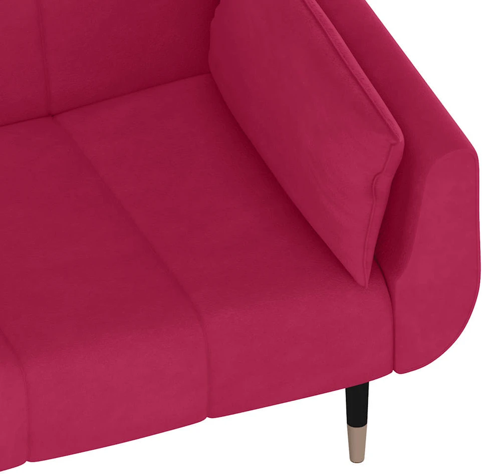 Dvivietė sofa-lova su dvejomis pagalvėmis, vyno, aksomas