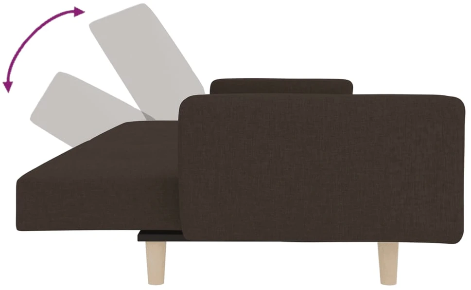 Dvivietė sofa-lova su dvejomis pagalvėmis, ruda, audinys