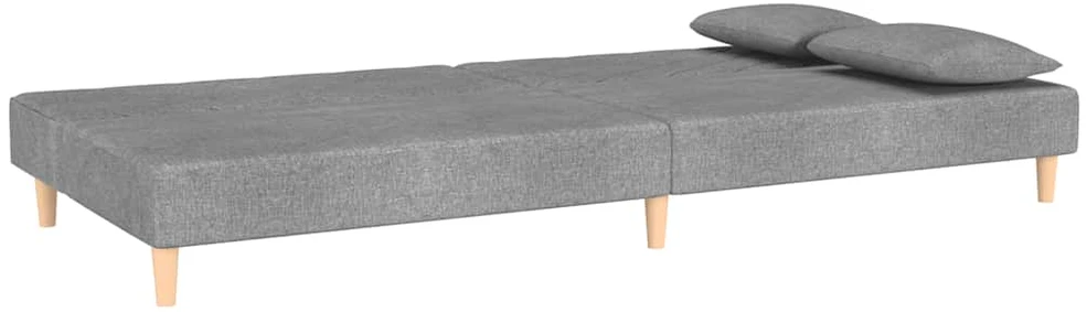 Dvivietė sofa-lova su dvejomis pagalvėmis, pilka, audinys