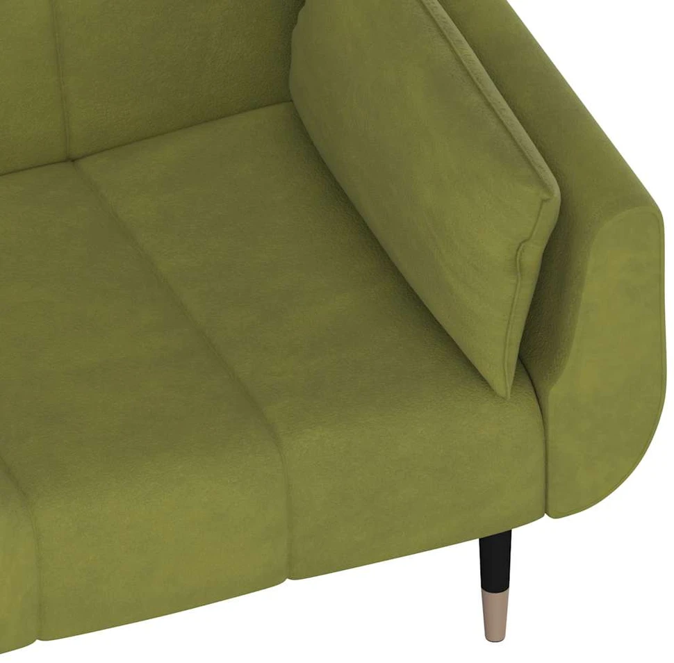 Dvivietė sofa-lova su dvejomis pagalvėmis, žalia, aksomas