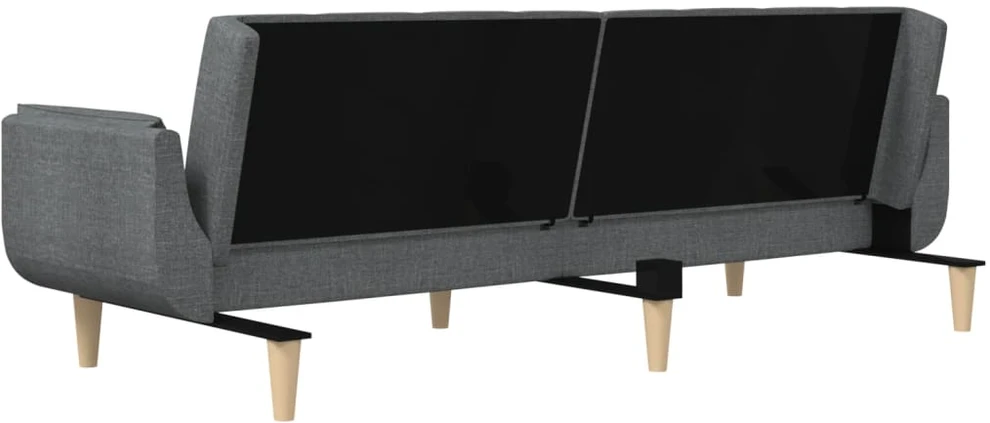 Dvivietė sofa-lova su dvejomis pagalvėmis, pilka, audinys