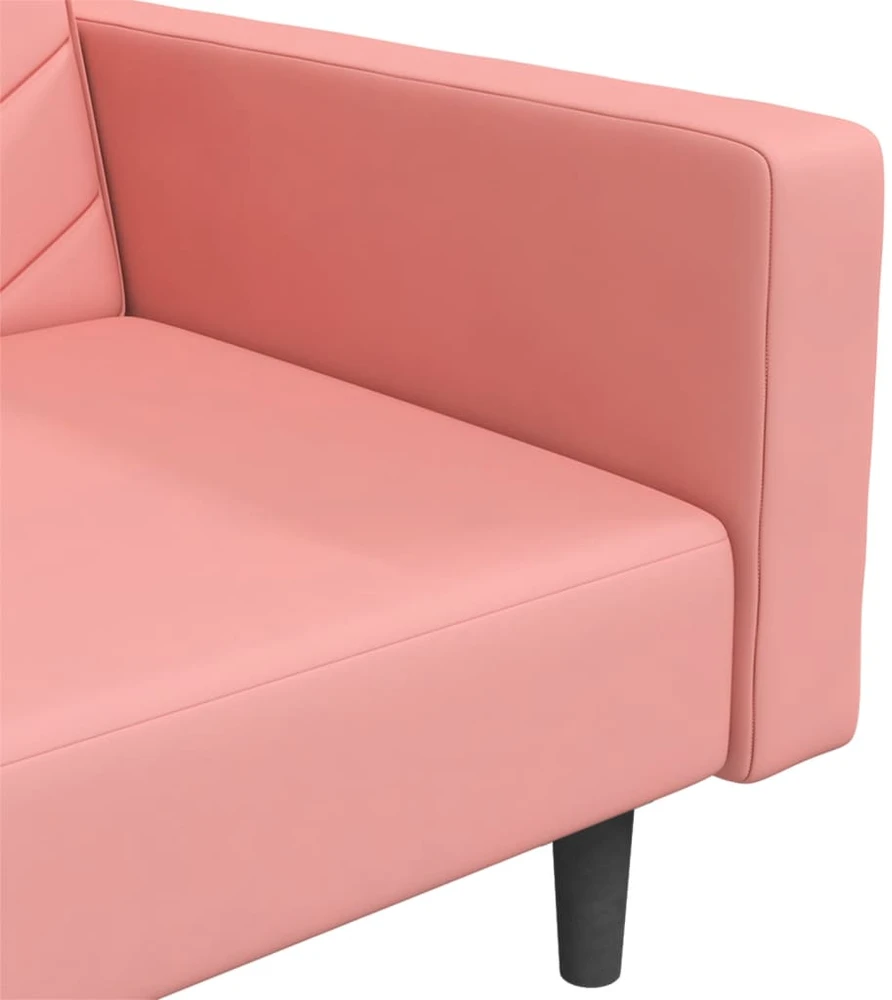 Dvivietė sofa-lova su dvejomis pagalvėmis, rožinė, aksomas
