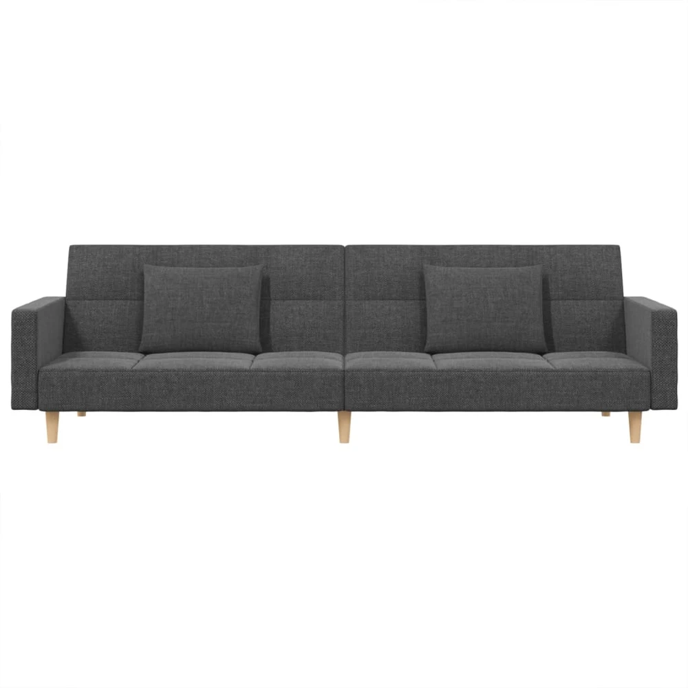 Dvivietė sofa-lova su dvejomis pagalvėmis, pilka, audinys