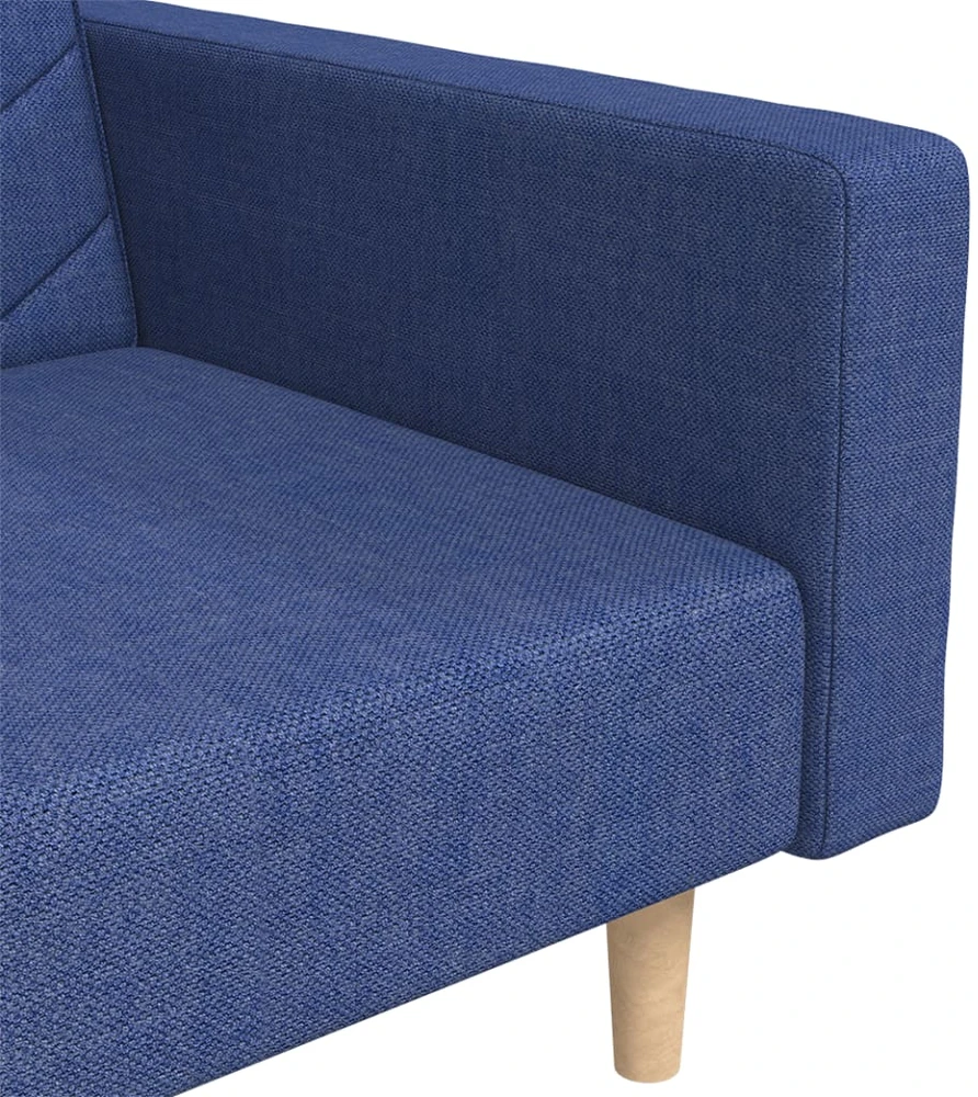 Dvivietė sofa-lova su dvejomis pagalvėmis, mėlyna, audinys