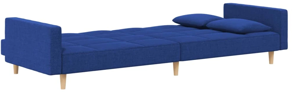 Dvivietė sofa-lova su dvejomis pagalvėmis, mėlyna, audinys