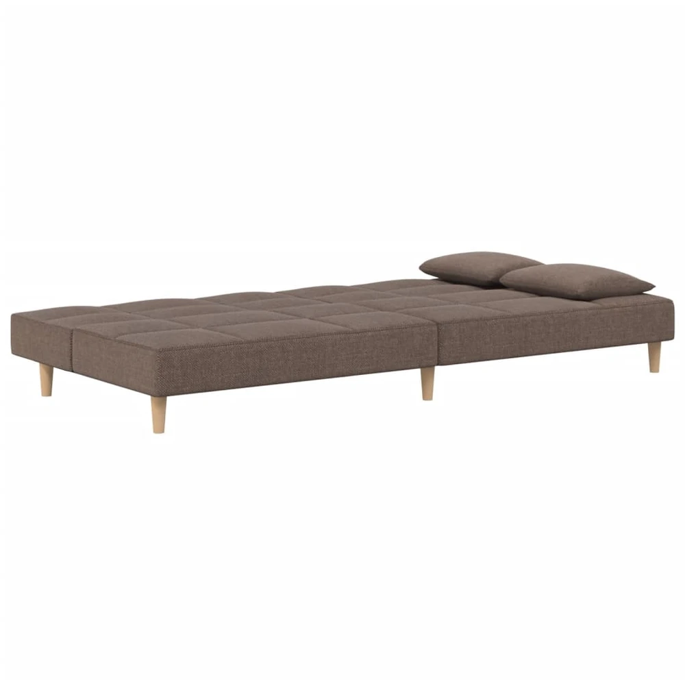 Dvivietė sofa-lova su dvejomis pagalvėmis, taupe, audinys