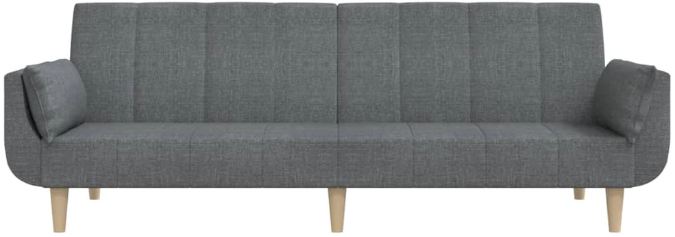 Dvivietė sofa-lova su dvejomis pagalvėmis, pilka, audinys