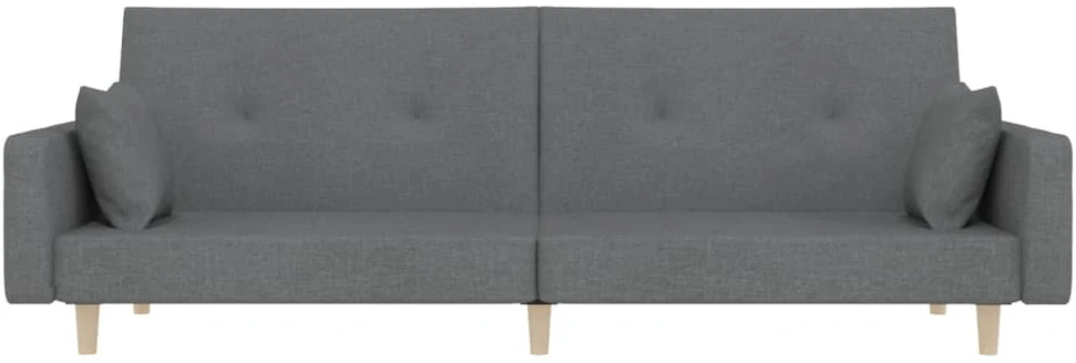 Dvivietė sofa-lova su dvejomis pagalvėmis, pilka, audinys