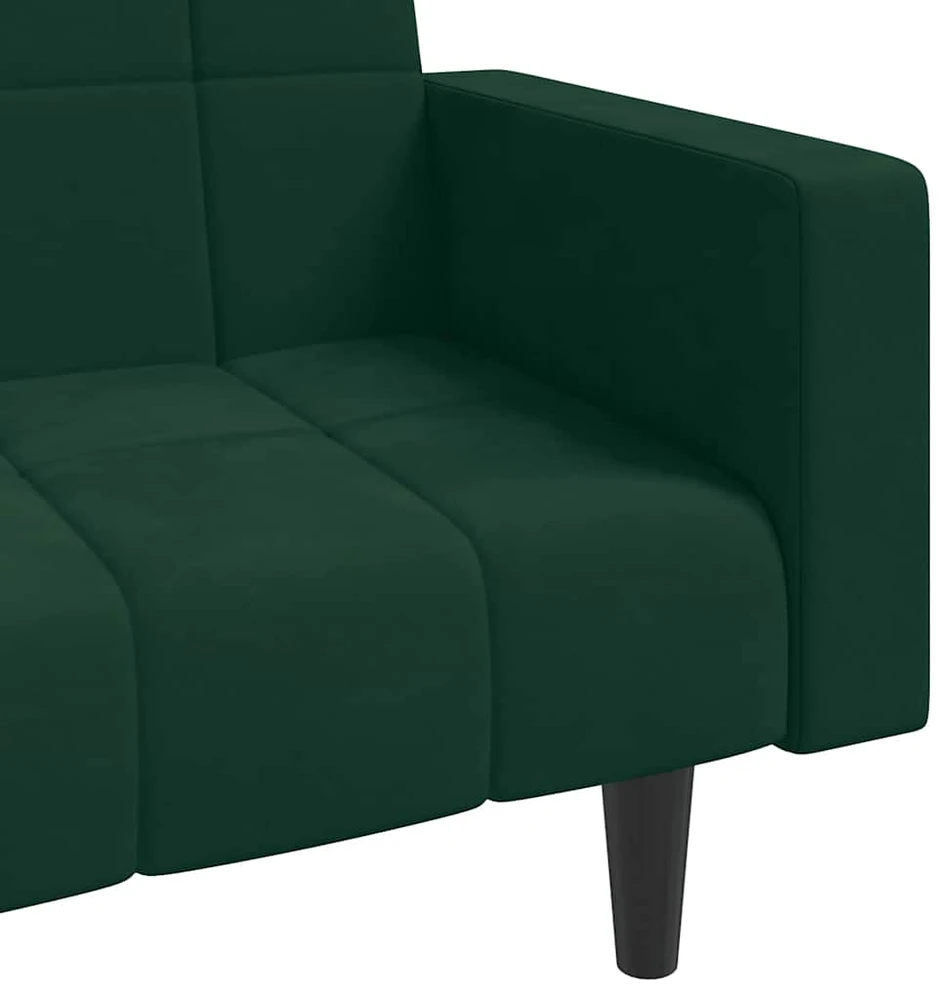 Dvivietė sofa-lova su dvejomis pagalvėmis, žalia, aksomas