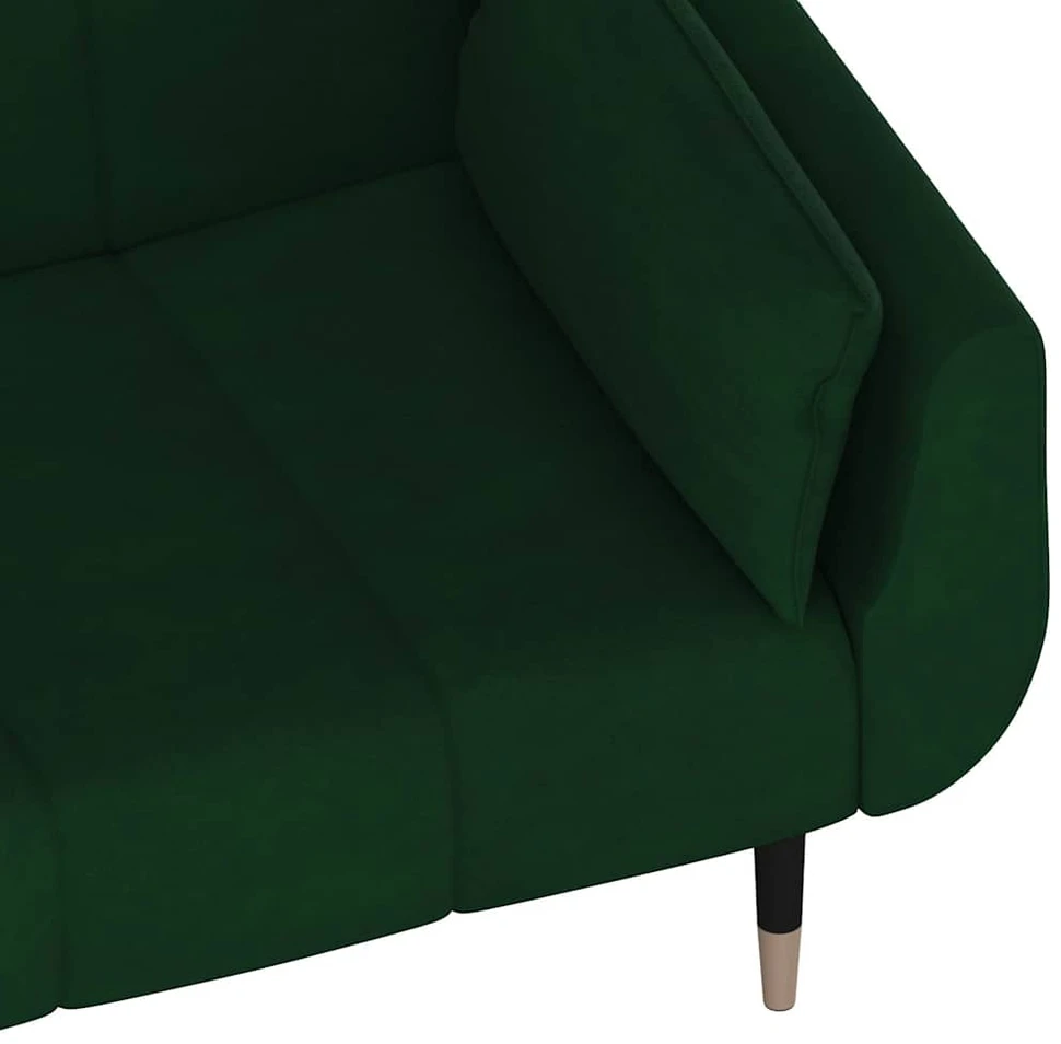 Dvivietė sofa-lova su dvejomis pagalvėmis, žalia, aksomas