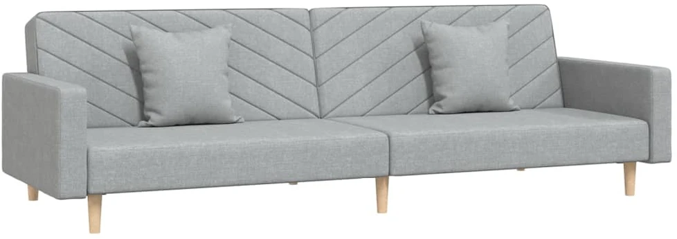 Dvivietė sofa-lova su dvejomis pagalvėmis, pilka, audinys
