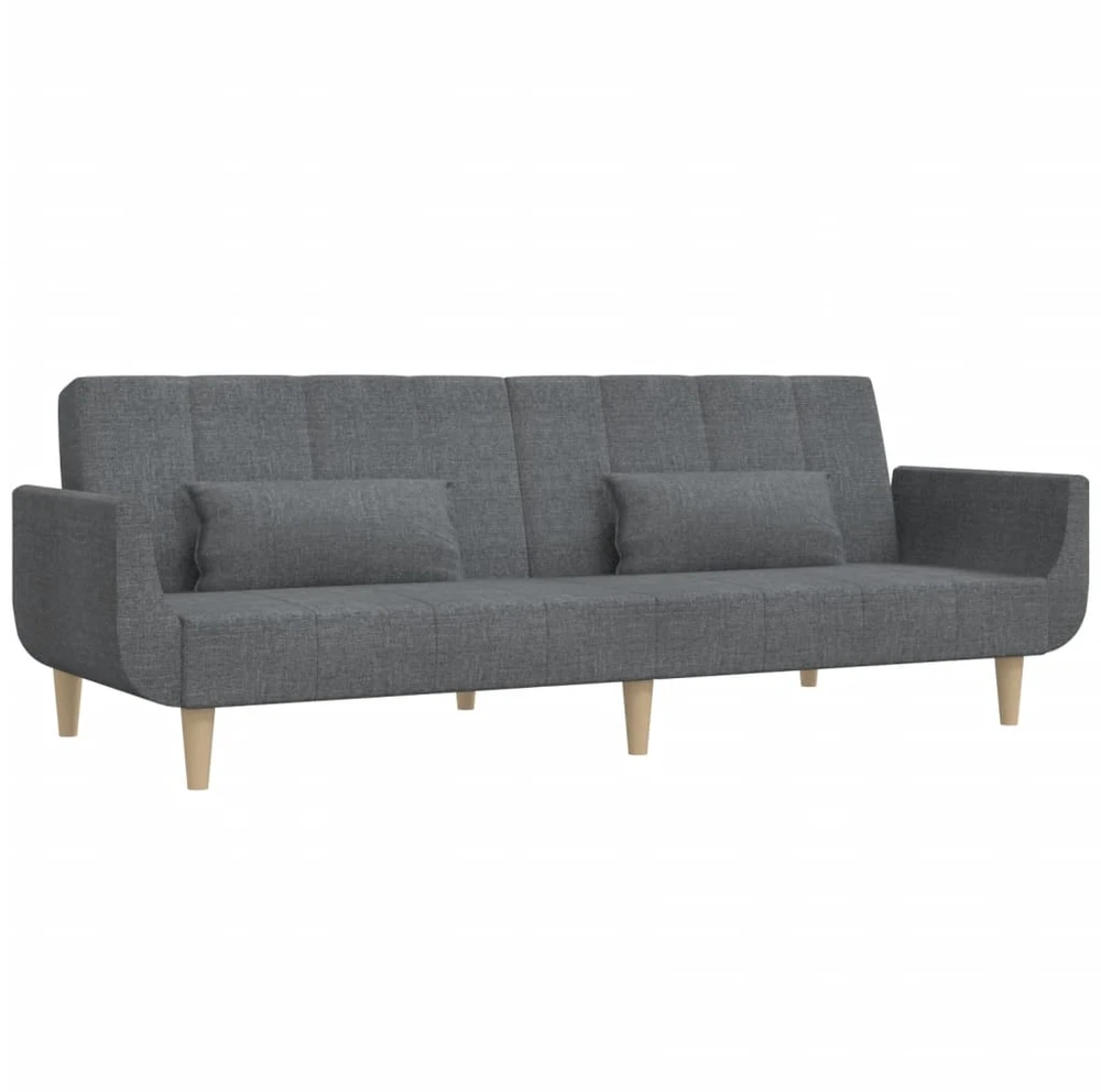 Dvivietė sofa-lova su dvejomis pagalvėmis, pilka, audinys