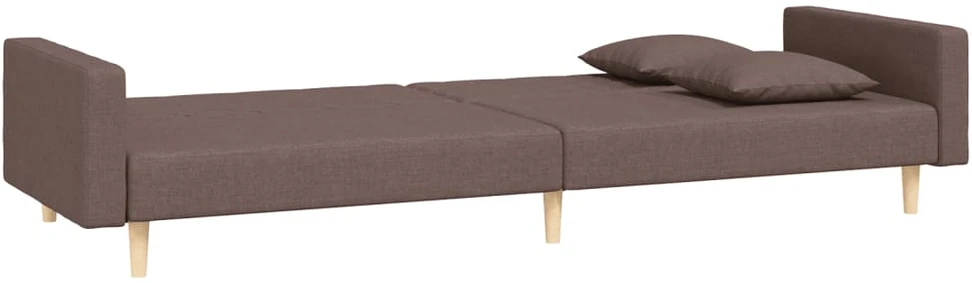 Dvivietė sofa-lova su dvejomis pagalvėmis, taupe, audinys