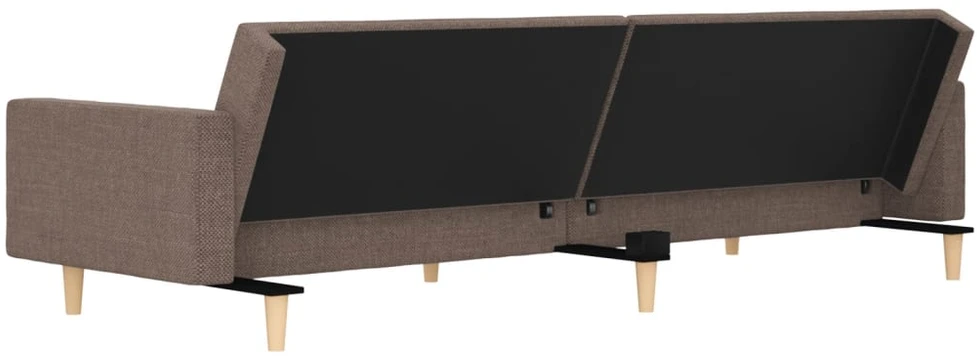 Dvivietė sofa-lova su dvejomis pagalvėmis, taupe, audinys