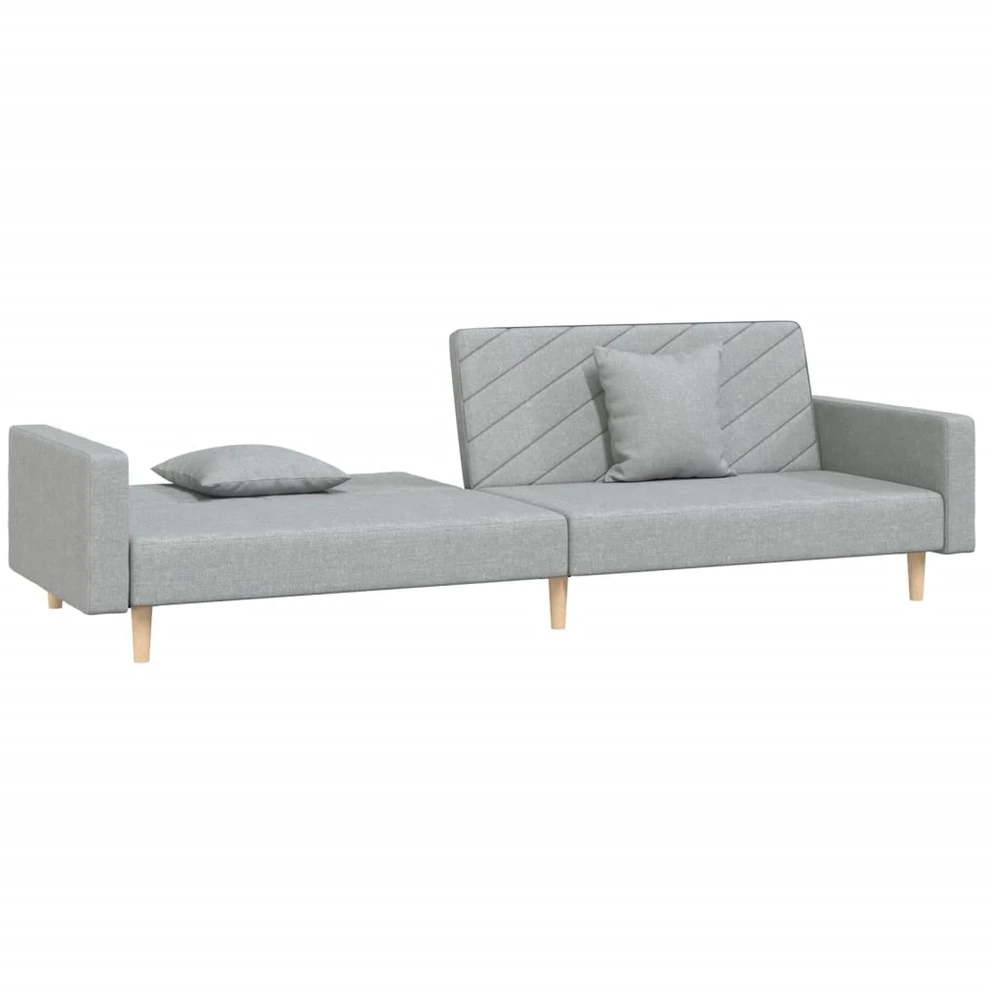 Dvivietė sofa-lova su dvejomis pagalvėmis, pilka, audinys
