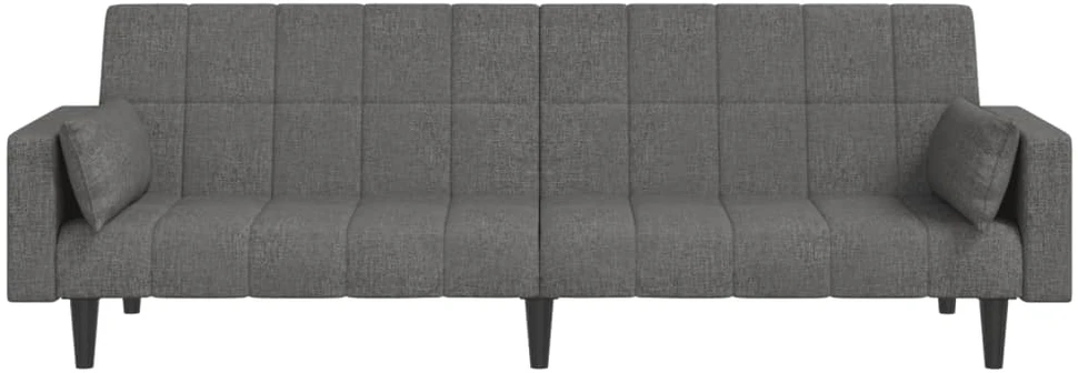 Dvivietė sofa-lova su dvejomis pagalvėmis, pilka, audinys