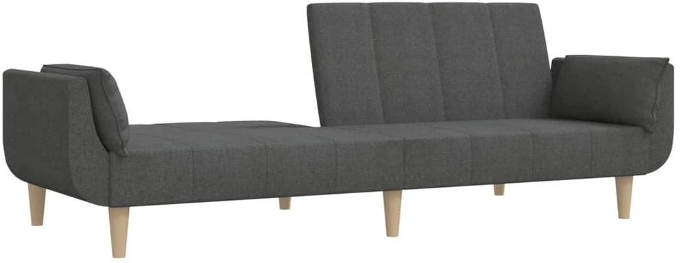 Dvivietė sofa-lova su dvejomis pagalvėmis, pilka, audinys